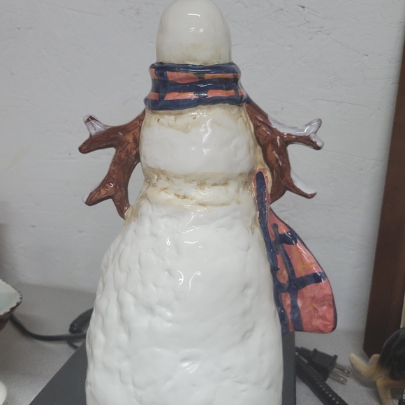 Snowman ornament 12" tall birdhouse. Hand Pai ted - Picture 4 of 5